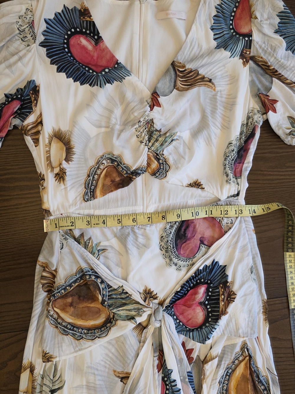 Lez a Lez Tropical Cutout Midi Dress asymmetrical Boho Chic Resort Short Sleeve - Picture 5 of 9